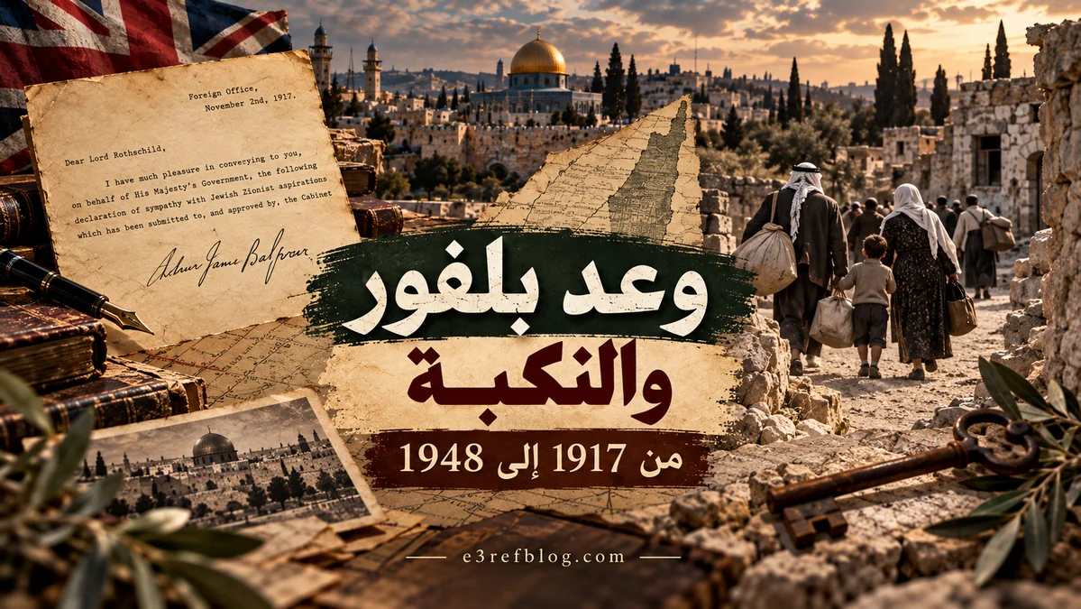 وعد بلفور والانتداب البريطاني على فلسطين عام 1922 وعلاقتهما بالقضية الفلسطينية.