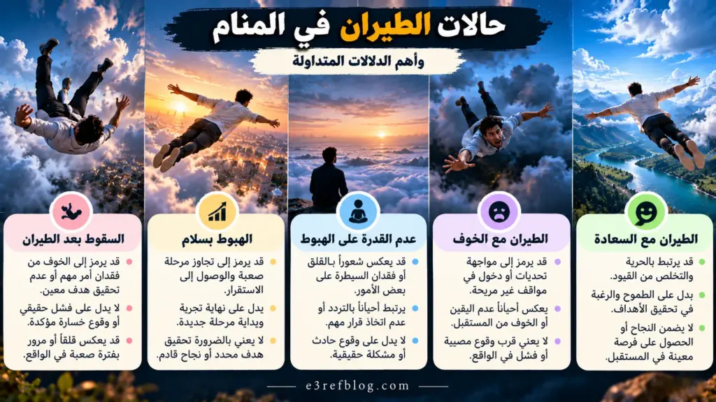 تفسير حلم الطيران في المنام والسقوط بعد الطيران والهبوط بسلام وعدم القدرة على الهبوط والطيران مع الخوف أو السعادة.