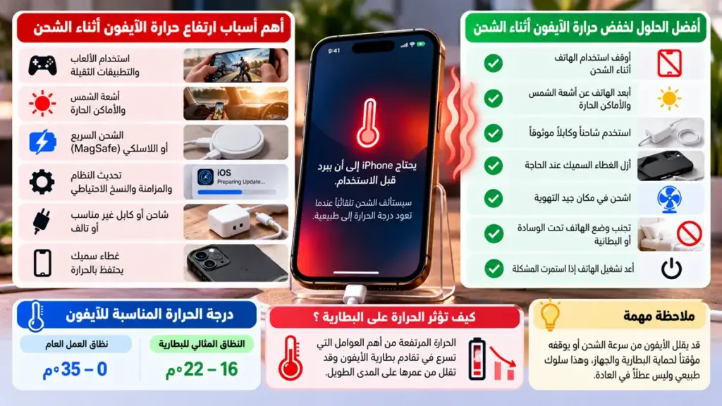 أسباب ارتفاع حرارة الآيفون أثناء الشحن وأفضل طرق خفض الحرارة