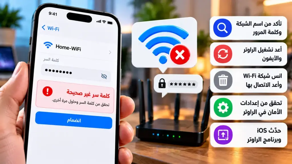 حل مشكلة كلمة سر الواي فاي غير صحيحة في الآيفون رغم أنها صحيحة