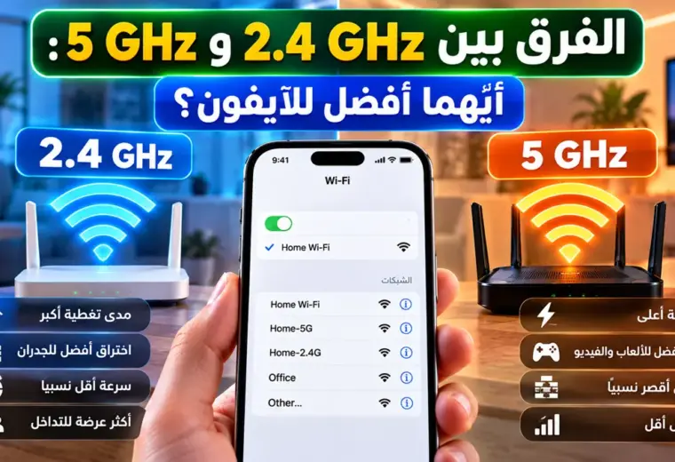 الفرق بين Wi-Fi 2.4 GHz و5 GHz وأيهما أفضل للآيفون