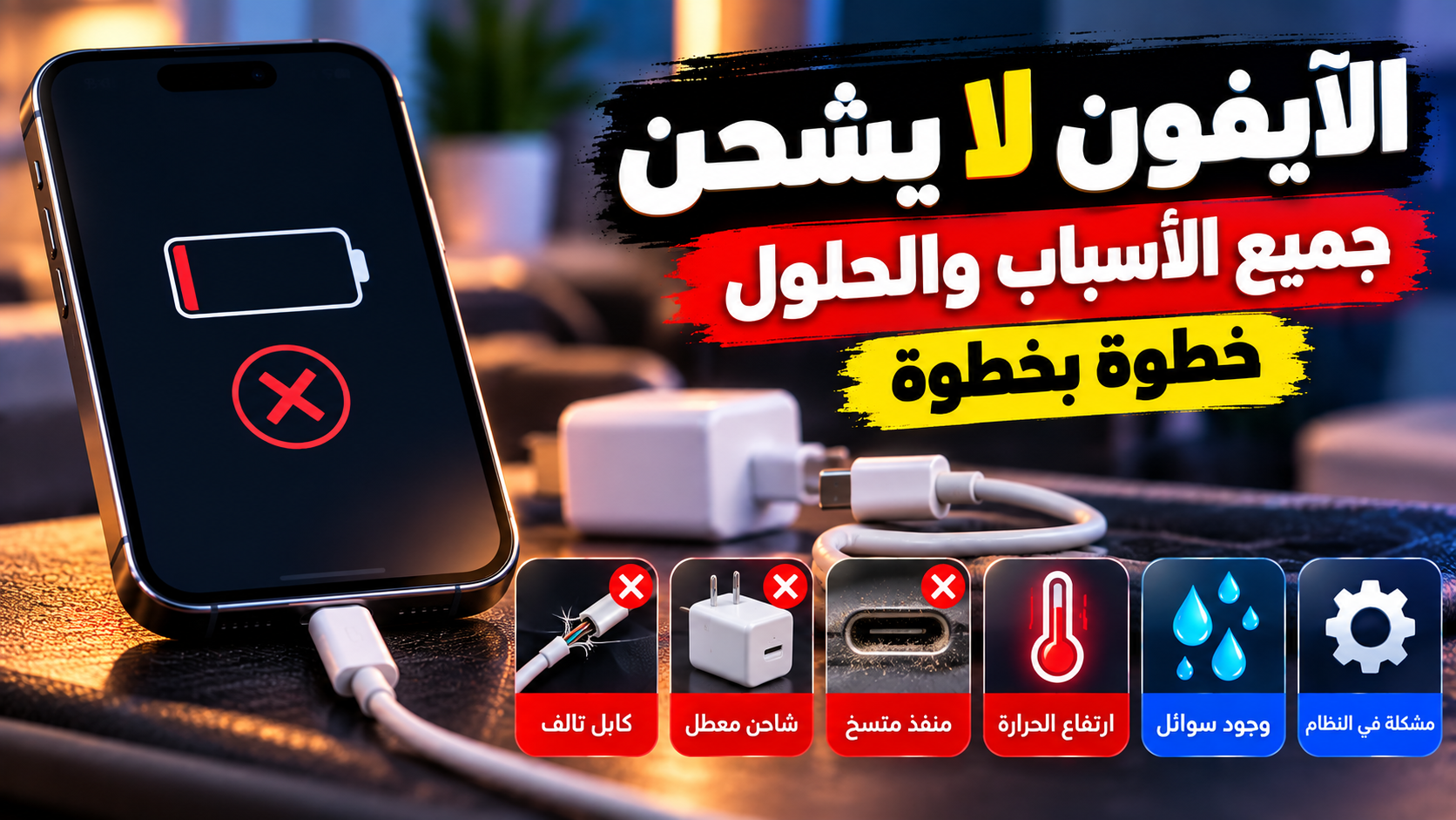 الآيفون لا يشحن_ الأسباب والحلول