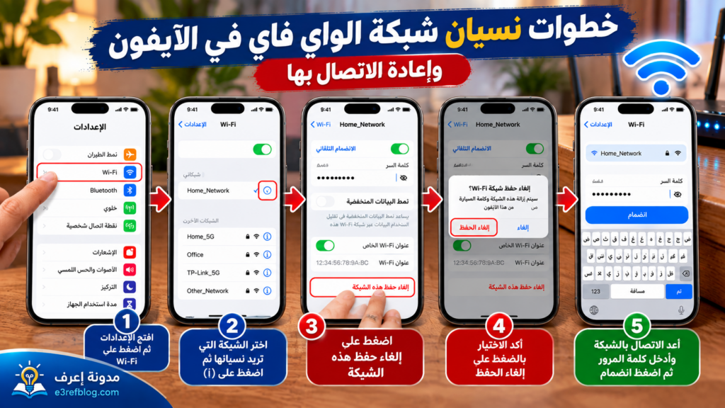 خطوات نسيان شبكة الواي فاي في الآيفون وإعادة الاتصال بها