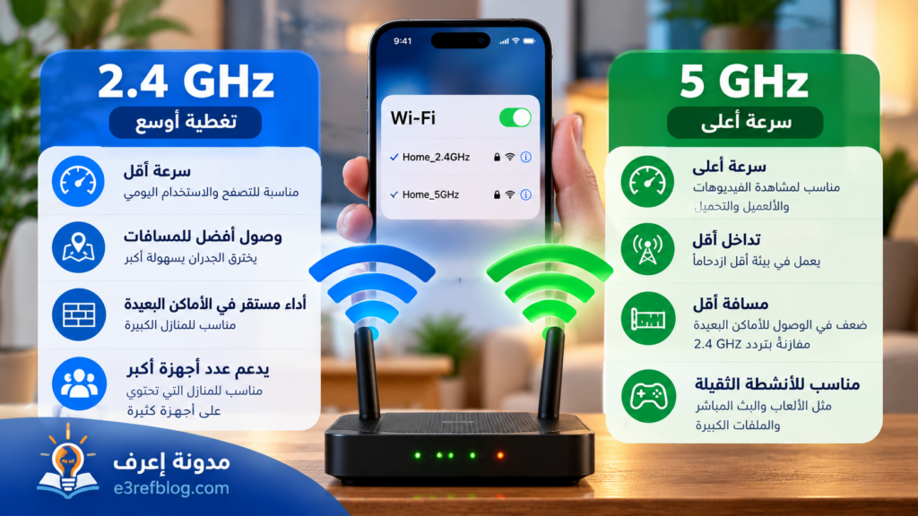 الفرق بين تردد 2.4 GHz و5 GHz في شبكة الواي فاي